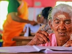 Karthyayani Amma was appointed as the Goodwill Ambassador of the Commonwealth of Learning for the promotion of distance education among 53 member countries.(PTI File) Karthyayani Amma was appointed as the Goodwill Ambassador of the Commonwealth of Learning for the promotion of distance education among 53 member countries.(PTI File)