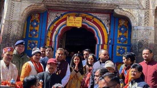 Mukesh Ambani at Kedarnath temple on Thursday. (HT Photo) Mukesh Ambani at Kedarnath temple on Thursday. (HT Photo)
