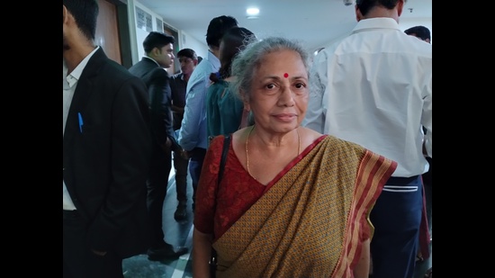 Soumya Vishwanathan’s mother Madhavi said they hope their daughter’s killers are sentenced to life imprisonment. (HT Photo/Ashna Butani) Soumya Vishwanathan’s mother Madhavi said they hope their daughter’s killers are sentenced to life imprisonment. (HT Photo/Ashna Butani)