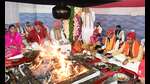 Rituals being performed at Vaishno Devi shrine on the last day of Navratri festival on Monday. (HT Photo) Rituals being performed at Vaishno Devi shrine on the last day of Navratri festival on Monday. (HT Photo)