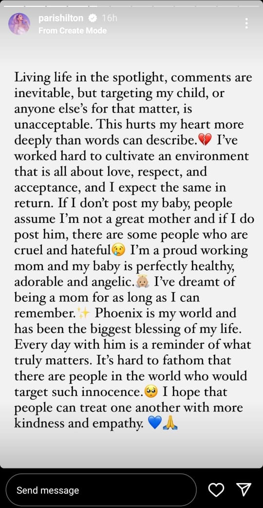 Paris Hilton via Instagram Stories. Paris Hilton via Instagram Stories.