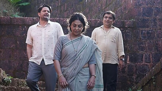 Shefali Shah, Jaideep Ahlawat and Swanand Kirkire in Three of Us. Shefali Shah, Jaideep Ahlawat and Swanand Kirkire in Three of Us.