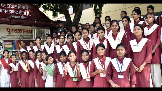 Statistics from the U.P. Board reveal a continuous increase in the registration of girl students for high school exams over the past four years (HT Photo) Statistics from the U.P. Board reveal a continuous increase in the registration of girl students for high school exams over the past four years (HT Photo)