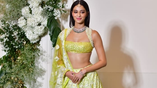 Ananya Panday looked pretty in a yellow lehenga at the Diwali bash. She also wore a neckpiece and mangtika. Her boyfriend Aditya Roy Kapur also attended the party but they didn't pose together for the paparazzi. 