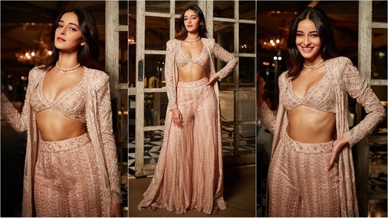 Ananya Pandey is here to show you how to slay ethnic outfits like a pro. The Gen Z star is a total fashionista who can pull off any look to perfection, whether it's a saritorial saree or a chic pantsuit. The stunning actress recently attended Sara Ali Khan's Diwali party and turned heads with her glamorous look. Wearing an exquisite three-piece ethnic set, she sets the fashion goals for the festive season. With her incredible beauty and amazing fashion sense, she is making her followers swoon while we cannot take our eyes off her. Scroll down to take some style notes.(Instagram/@tanghavri)
