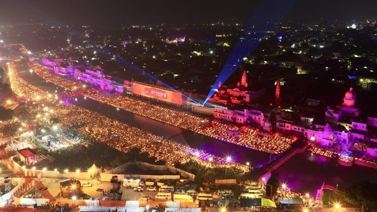 The inception of the 'Deepotsav' event dates back to 2017 under the Yogi Adityanath government. Upon receiving the Guinness World Record certificate, Adityanath extended warm greetings to the entire Ayodhya on Saturday.(Sourced HT Photo)
