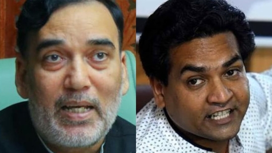 Delhi environment minister Gopal Rai and Delhi BJP vice president Kapil Mishra Delhi environment minister Gopal Rai and Delhi BJP vice president Kapil Mishra