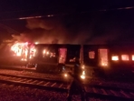 As per passengers, there was an explosion in the train following which the fire broke out. (HT Photo) As per passengers, there was an explosion in the train following which the fire broke out. (HT Photo)