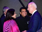 Union minister Piyush Goyal meets US President Joe Biden at the Asia-Pacific Economic Cooperation (APEC) welcome reception on Thursday. Union minister Piyush Goyal meets US President Joe Biden at the Asia-Pacific Economic Cooperation (APEC) welcome reception on Thursday.