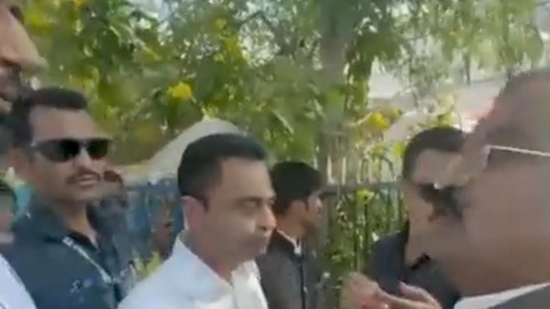 Kamal Nath's son Nakul allegedly stopped from entering polling booth by BJP workers Kamal Nath's son Nakul allegedly stopped from entering polling booth by BJP workers