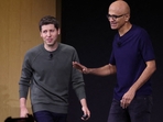 Microsoft CEO Satya Nadella (R) greets then OpenAI CEO Sam Altman during the OpenAI DevDay event on November 6 in San Francisco, California. (AFP) Microsoft CEO Satya Nadella (R) greets then OpenAI CEO Sam Altman during the OpenAI DevDay event on November 6 in San Francisco, California. (AFP)