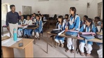 Students studying at a government secondary school in Prayagraj (HT Photo) Students studying at a government secondary school in Prayagraj (HT Photo)
