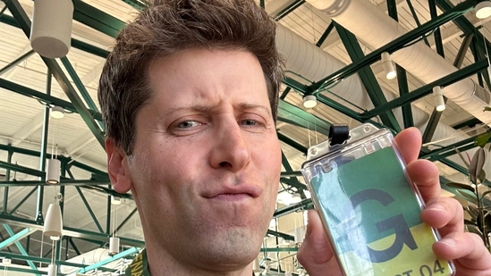 OpenAI Co-founder Sam Altman posing with a guest card at the OpenAI offices with a caption, 'first and last time I hold this'. OpenAI Co-founder Sam Altman posing with a guest card at the OpenAI offices with a caption, 'first and last time I hold this'.