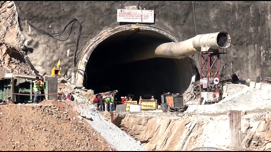 Rescue operations underway in Uttarkashi on Monday. (ANI) Rescue operations underway in Uttarkashi on Monday. (ANI)