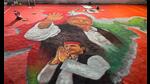 A giant rangoli prepared near the stage where the Samajwadi Party will hold a grand event to mark the birth anniversary of Mulayam Singh Yadav in Saifai on Wednesday (Pic by Sughar Singh ‘Saifai’) A giant rangoli prepared near the stage where the Samajwadi Party will hold a grand event to mark the birth anniversary of Mulayam Singh Yadav in Saifai on Wednesday (Pic by Sughar Singh ‘Saifai’)