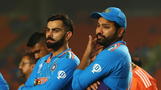 India's Virat Kohli and Rohit Sharma look dejected after losing the ICC Cricket World Cup final (REUTERS)