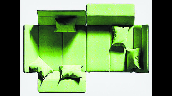 Couch in an Envelope, a foldable sofa that can be flat-packed and carried around like a giant rectangular shopping bag. (Panter & Tourron) Couch in an Envelope, a foldable sofa that can be flat-packed and carried around like a giant rectangular shopping bag. (Panter & Tourron)