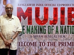 Bollywood film director, screenwriter and documentary filmmaker Shyam Benegal attends the special screening of his upcoming biographical film Mujib: The Making of a Nation, a biopic on Bangabandhu Sheikh Mujibur Rahman, the first President of Bangladesh in Mumbai on October 25, 2023. (Photo by Sujit JAISWAL / AFP)(AFP) Bollywood film director, screenwriter and documentary filmmaker Shyam Benegal attends the special screening of his upcoming biographical film Mujib: The Making of a Nation, a biopic on Bangabandhu Sheikh Mujibur Rahman, the first President of Bangladesh in Mumbai on October 25, 2023. (Photo by Sujit JAISWAL / AFP)(AFP)