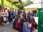 Aizawl: Voters wait at a polling station to cast their votes for Mizoram Assembly elections, in Aizawl district on November 7.(PTI) Aizawl: Voters wait at a polling station to cast their votes for Mizoram Assembly elections, in Aizawl district on November 7.(PTI)