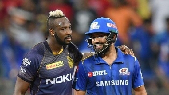 File photo of Andre Russell and Rohit Sharma during an IPL match(AFP) File photo of Andre Russell and Rohit Sharma during an IPL match(AFP)