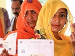Rajasthan poll results 2023: Voters stand in a queue to cast their vote for the Rajasthan Assembly elections in Ajmer on Saturday. (ANI)(HT_PRINT) Rajasthan poll results 2023: Voters stand in a queue to cast their vote for the Rajasthan Assembly elections in Ajmer on Saturday. (ANI)(HT_PRINT)
