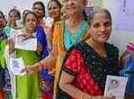 Women in queue to vote for the Rajasthan Assembly elections. Women in queue to vote for the Rajasthan Assembly elections.