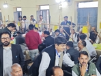 Counting of votes for the Rajasthan Assembly elections underway, at a centre in Jodhpur, Sunday.(PTI) Counting of votes for the Rajasthan Assembly elections underway, at a centre in Jodhpur, Sunday.(PTI)