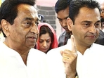 Congress leader and former MP CM Kamal Nath with his son Nakul Nath (ANI)(ANI Photo) Congress leader and former MP CM Kamal Nath with his son Nakul Nath (ANI)(ANI Photo)