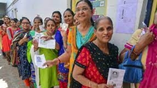 Women in queue to vote for the Rajasthan Assembly elections. Women in queue to vote for the Rajasthan Assembly elections.