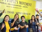 Zoram People's Movement (ZPM) workers celebrate party's lead during the counting of votes for the Mizoram assembly election in Aizawl on Monday, (PTI) Zoram People's Movement (ZPM) workers celebrate party's lead during the counting of votes for the Mizoram assembly election in Aizawl on Monday, (PTI)