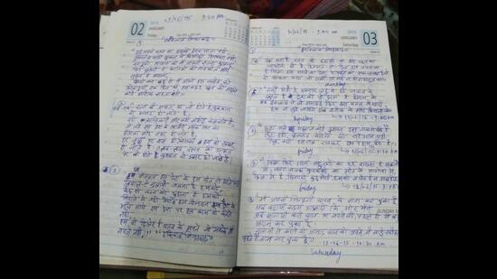 Sagar Sharma’s person diary which he started writing in 2015. (SOURCED) Sagar Sharma’s person diary which he started writing in 2015. (SOURCED)