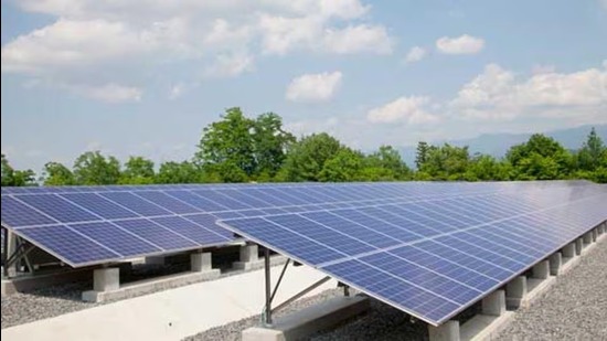 Solar panels atop a government office in Prayagraj (HT File Photo) Solar panels atop a government office in Prayagraj (HT File Photo)