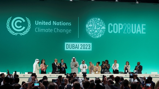United Arab Emirates Minister of Industry and Advanced Technology and COP28 President Sultan Ahmed Al Jaber attends a plenary meeting at the United Nations Climate Change Conference COP28 in Dubai on December 13.(Reuters)