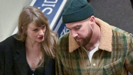 Taylor Swift and Travis Kelce after Sunday night's game. Taylor Swift and Travis Kelce after Sunday night's game.