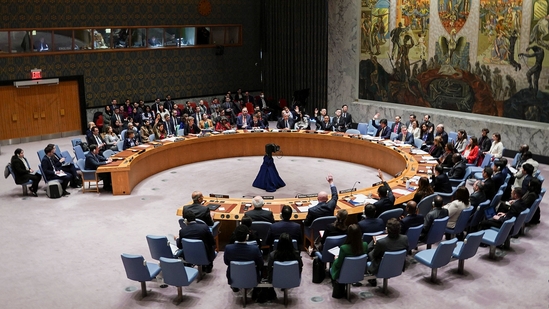 Members of the United Nations Security Council vote on a proposal to demand that Israel and Hamas allow aid access to the Gaza Strip - via land, sea and air routes. (Reuters)