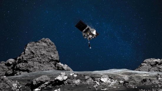 An artist's rendering of the OSIRIS-REx spacecraft descending towards asteroid Bennu to collect a sample of the asteroid’s surface.(AFP File Photo) An artist's rendering of the OSIRIS-REx spacecraft descending towards asteroid Bennu to collect a sample of the asteroid’s surface.(AFP File Photo)