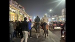 Police security in Hazratganj, Lucknow, on New Year Eve. (HT Photo) Police security in Hazratganj, Lucknow, on New Year Eve. (HT Photo)