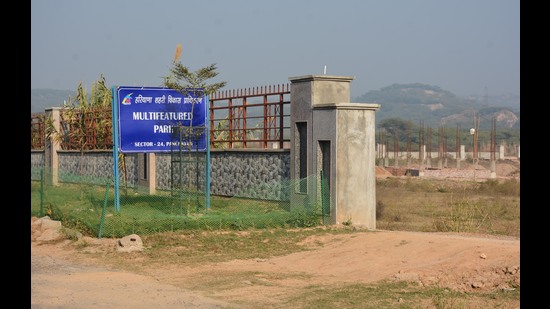 The under construction multi-feature park at Sector-24, Panchkula. (HT) The under construction multi-feature park at Sector-24, Panchkula. (HT)
