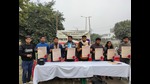 Students releasing the charter of demands. (HT Photo) Students releasing the charter of demands. (HT Photo)