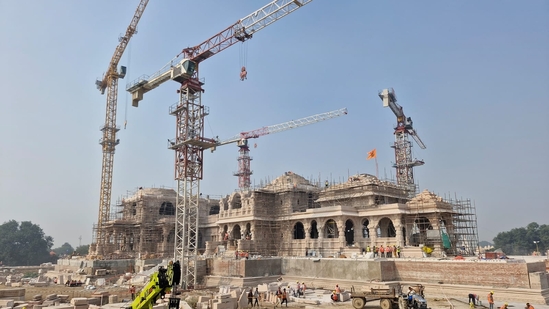 Ram Mandir is ready for “pran pratishtha” (consecration ceremony) of Ram Lalla (the child Ram) on January 22. (HT Photo) Ram Mandir is ready for “pran pratishtha” (consecration ceremony) of Ram Lalla (the child Ram) on January 22. (HT Photo)