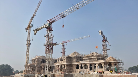 Ram Mandir is ready for “pran pratishtha” (consecration ceremony) of Ram Lalla (the child Ram) on January 22. (HT Photo) Ram Mandir is ready for “pran pratishtha” (consecration ceremony) of Ram Lalla (the child Ram) on January 22. (HT Photo)