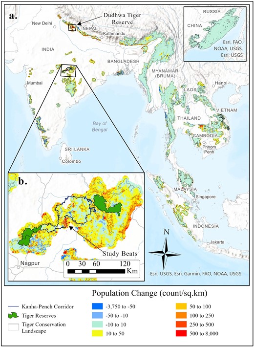 Locations for the Study - Kanha-Pench Corridor and Dudhwa Tiger Reserve (The study titled Mitigating human–wildlife conflict and monitoring endangered tigers using a real-time camera-based alert system.) Locations for the Study - Kanha-Pench Corridor and Dudhwa Tiger Reserve (The study titled Mitigating human–wildlife conflict and monitoring endangered tigers using a real-time camera-based alert system.)