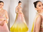 Rakul Preet Singh is definitely the queen of ethnic looks, whether it's a trendy three-piece ensemble or a traditional saree, the actress can pull off any look to perfection. Rakul is quite active on social media and her stunning Insta-diaries filled with stylish looks are a treasure trove of fashion inspiration for all her followers. Whether it's her red carpet appearances or glamorous photo shoots, Rakul manages to steal the limelight with her incredible fashion sense and undeniable beauty. Her latest look in a mesmerising lehenga ensemble is no exception and is sure to win your heart. Scroll down to take some notes.(Instagram/@rakulpreet) Rakul Preet Singh is definitely the queen of ethnic looks, whether it's a trendy three-piece ensemble or a traditional saree, the actress can pull off any look to perfection. Rakul is quite active on social media and her stunning Insta-diaries filled with stylish looks are a treasure trove of fashion inspiration for all her followers. Whether it's her red carpet appearances or glamorous photo shoots, Rakul manages to steal the limelight with her incredible fashion sense and undeniable beauty. Her latest look in a mesmerising lehenga ensemble is no exception and is sure to win your heart. Scroll down to take some notes.(Instagram/@rakulpreet)