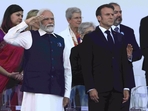 Prime Minister Narendra Modi saluting an Indian Tri-Service contingent at Bastille Day Parade on July 14, 2023. Prime Minister Narendra Modi saluting an Indian Tri-Service contingent at Bastille Day Parade on July 14, 2023.