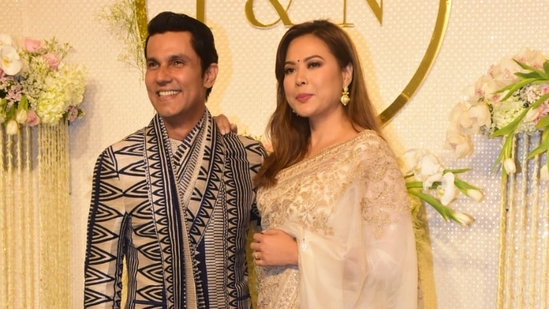 Newlyweds Randeep Hooda and Lin Laishram, who got married in November last year, made way to Ira Khan and Nupur Shikhare's wedding reception. Both looked stunning in traditional ensembles. 