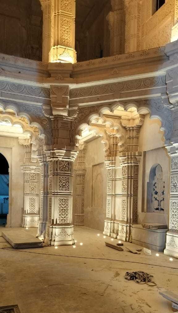 Interior lighting inside Ram Mandir, Ayodhya Interior lighting inside Ram Mandir, Ayodhya