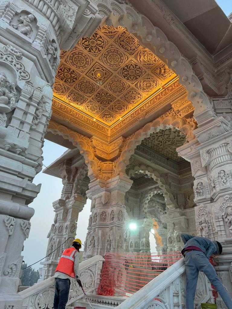 The majestic lighting fixture in Ram Mandir in Ayodhya The majestic lighting fixture in Ram Mandir in Ayodhya