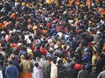Heavy force deployed outside the Ram Temple to mannage the crowd in Ayodhya on Tuesday January 23, 2024. (Photo by Deepak Gupta Hindustan) Heavy force deployed outside the Ram Temple to mannage the crowd in Ayodhya on Tuesday January 23, 2024. (Photo by Deepak Gupta Hindustan)