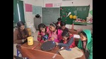 Manvi Rawat, a Class 7 student, experimenting in her classroom (HT Photo) Manvi Rawat, a Class 7 student, experimenting in her classroom (HT Photo)