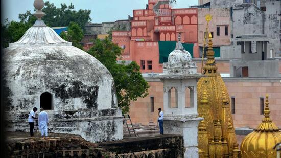Members of the Archaeological Survey of India's (ASI) team conduct a scientific survey at the Gyanvapi mosque complex, in Varanasi on August 8. (PTI/ FILE PHOTO) Members of the Archaeological Survey of India's (ASI) team conduct a scientific survey at the Gyanvapi mosque complex, in Varanasi on August 8. (PTI/ FILE PHOTO)